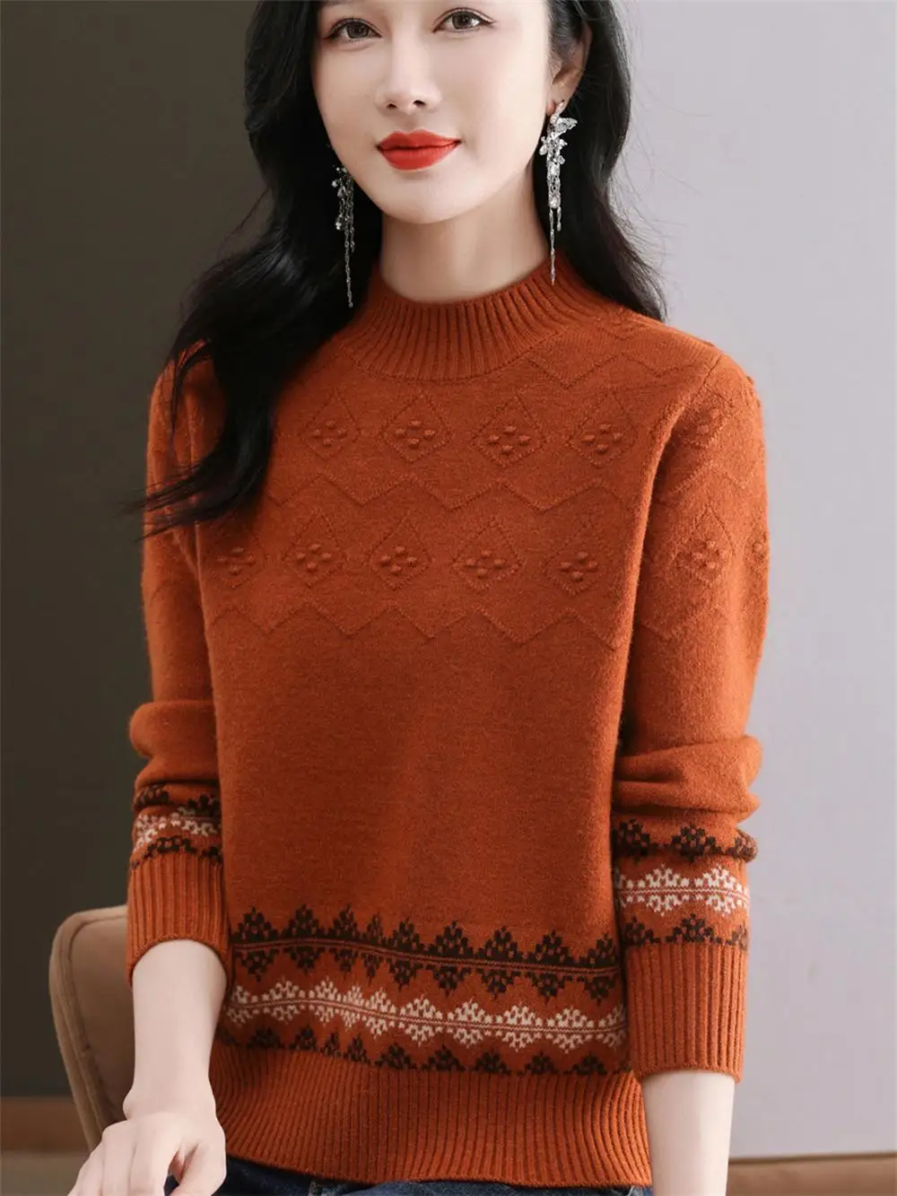 00% кашемировый свитер женская одежда новинка осенне-зимний для мам с полувысоким