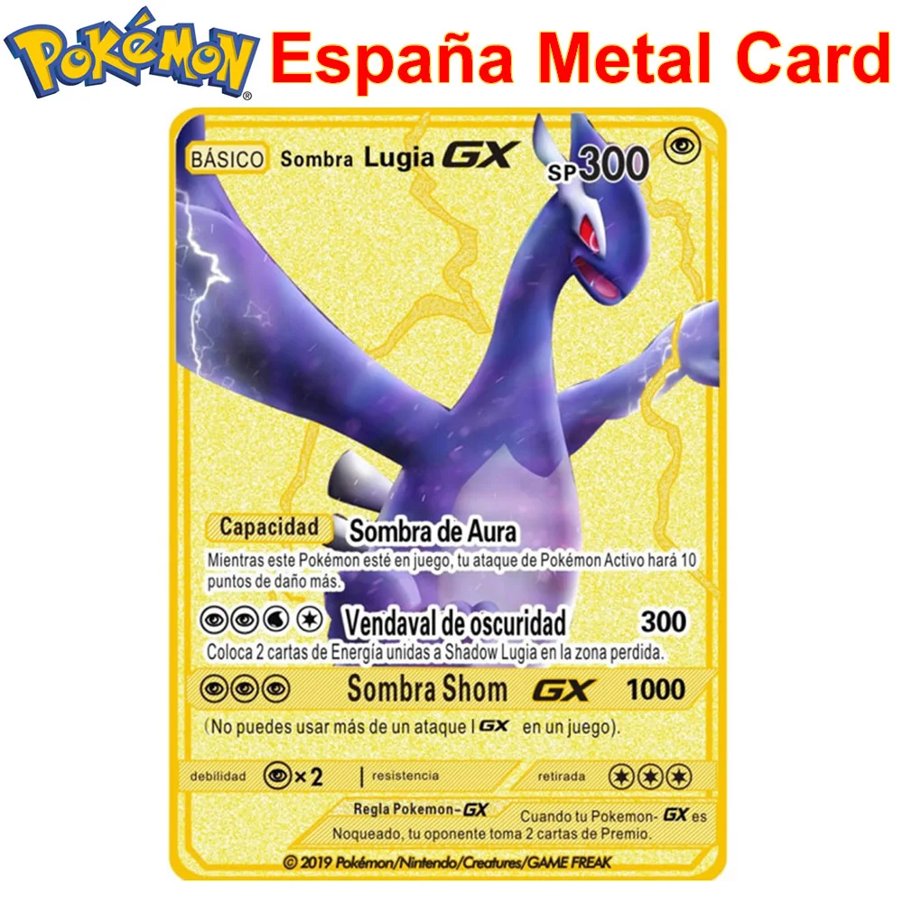 

26 видов испанских покемонов из Испании, металлические карты GX SP Charizard Pikachu коллекция V VMAX, золотые железные карты, игра, детская игрушка, подар...