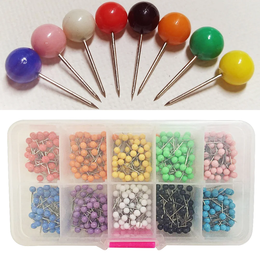 

600 Pcs Map Head Pin Travel Map Plastic Round Heads Accessories Office Whiteboard