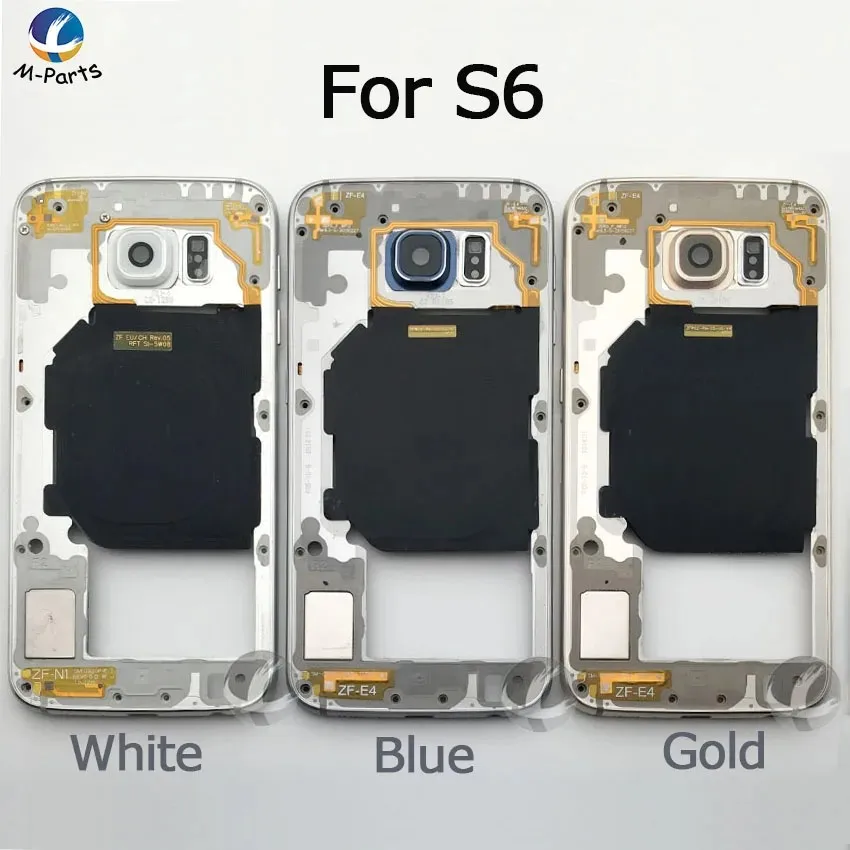 For Samsung Galaxy S6 G920 G920F Mid Middle Frame Bezel Housing Plate with Parts + Camera Lens