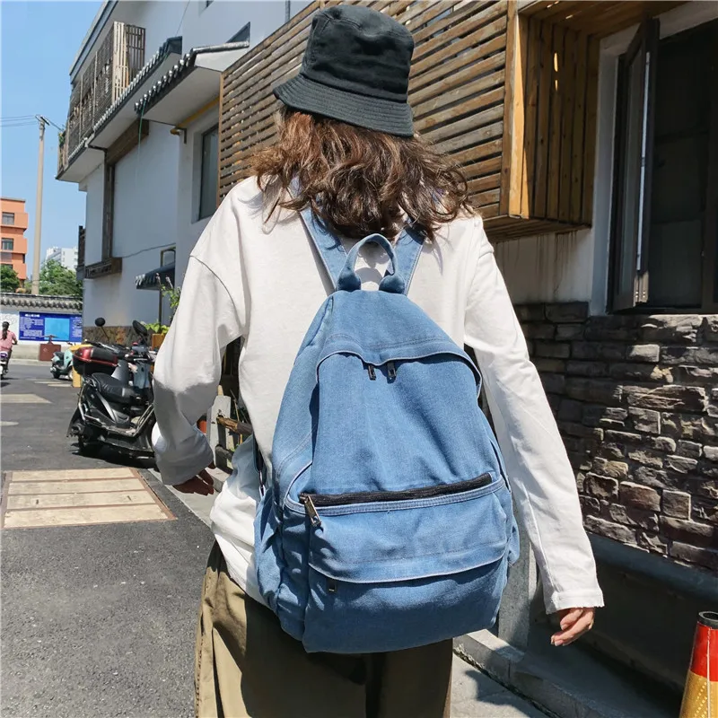Denim Casual School Backpack Women Bags Travel Jeans Men Large Capacity for Teenage Girls Mochila Feminina Bagpack | Багаж и сумки