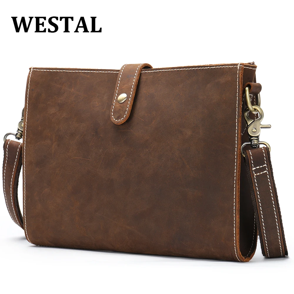 WESTAL Fashion Men's Crossbody Bag Handbag Genuine Leather Shoulder Bag Men Messenger Bags Business Sling Pack For Male Bolsas