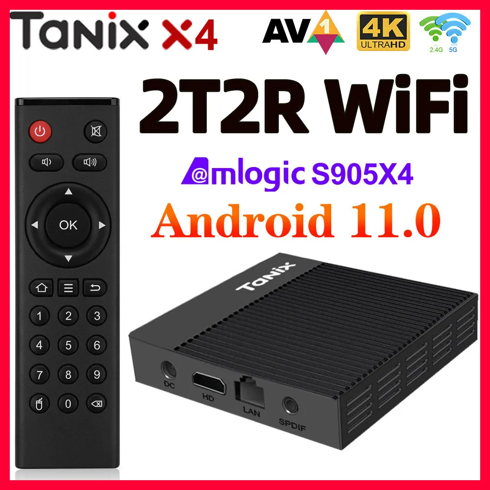 Tanix X4 Smart TV Box Android 11 4 ГБ 32 64 Amlogic S905X4 TVBox 2T2R Dual Wifi Поддержка AV1 H.265 8K Google Voice