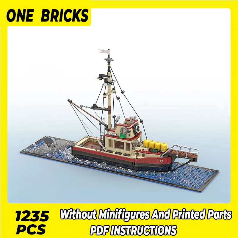 

Moc Building Blocks Scene Model Great White Shark Attack Technical Bricks DIY Assembly Famous Toys For Childr Holiday Gifts