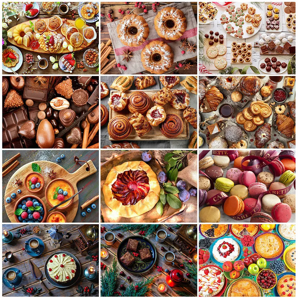 

HUACAN полностью квадратная Алмазная вышивка торт алмазная живопись хлеб кофе мозаика картина Стразы Декор для дома