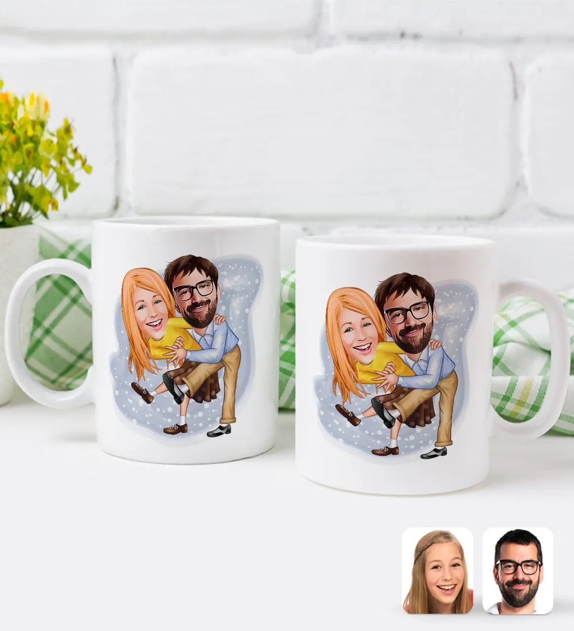 

Персонализированная двойная кружка в романтическом стиле