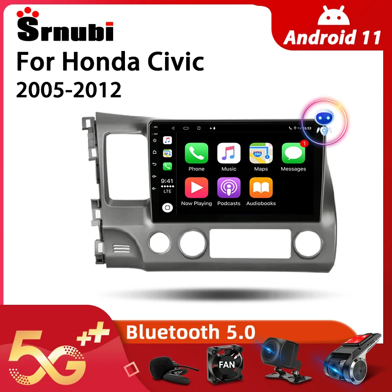 

Srnubi Android 10 автомобильное радио для Honda Civic 2005-2012 мультимедийный видеоплеер 2Din 4G WIFI GPS навигация Carplay DVD головное устройство