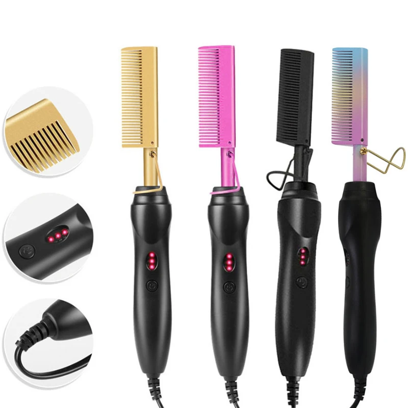2 in 1 Hot Heating Comb Hair Straightener Flat Irons Straightening Brush Hair Styler Corrugation Curling Iron Hair Curler Comb