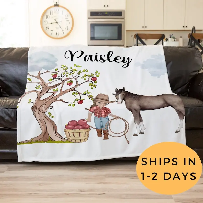 

Horse Blanket Personalized, Horse Blanket For Girls, Kids Name Blanket, Horse Lovers Gift, Personalized Horse Gifts, Horse Throw