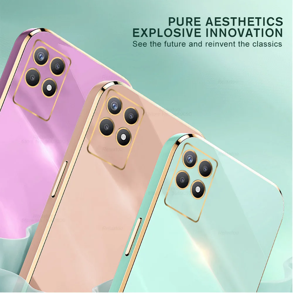luxury plating square frame silicon case for realme 8i 8 i i8 realme8i realmi 8i 6 6 inches protection phone back cover coques free global shipping