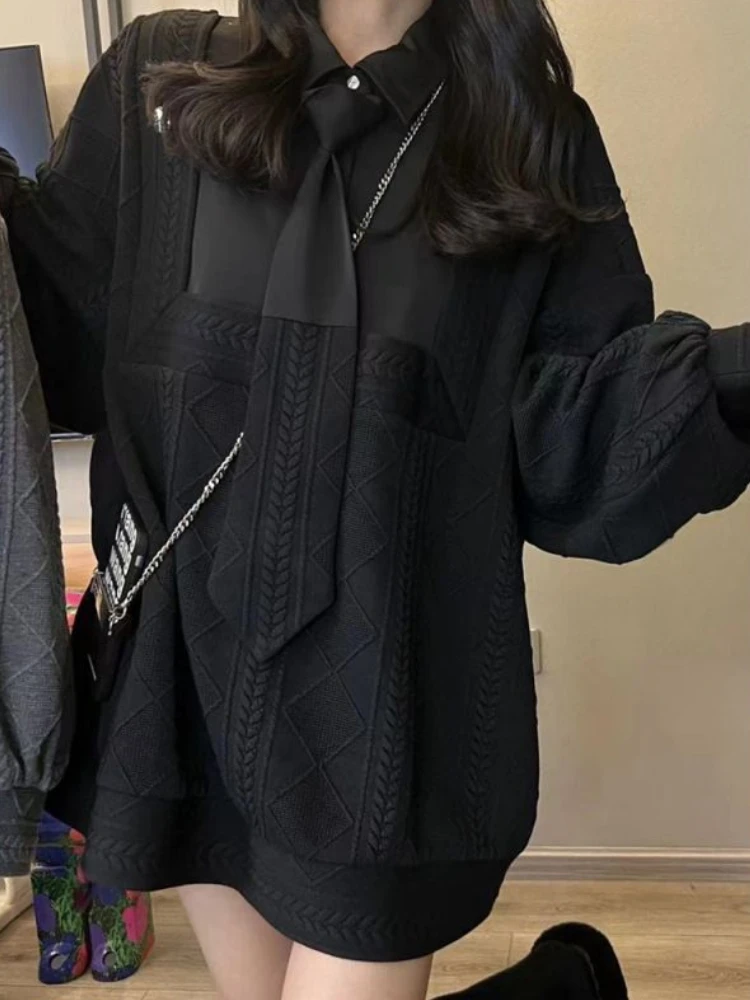 Woherb повседневные свободные толстовки в стиле пэчворк Женский свитшот с