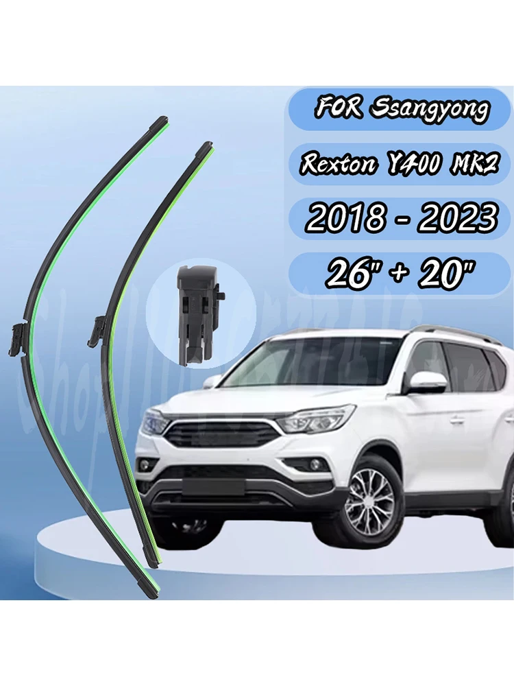 

Автомобильный дворник для Ssangyong Rexton Y400 MK2 2018-2023 щетки стеклоочистителя переднего стекла, резак, автомобильные аксессуары 26 "+ 20"