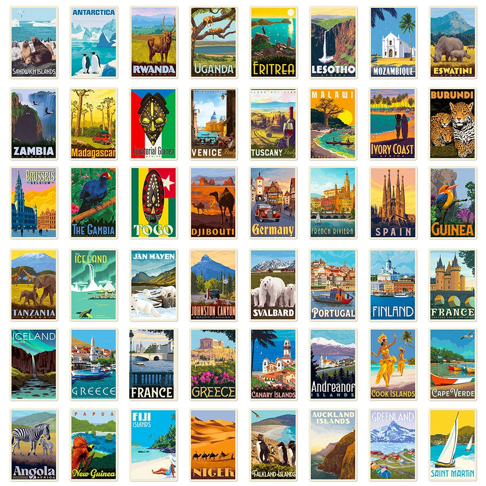 25/50/100 шт. всемирно известные строительные наклейки эстетические для путешествий