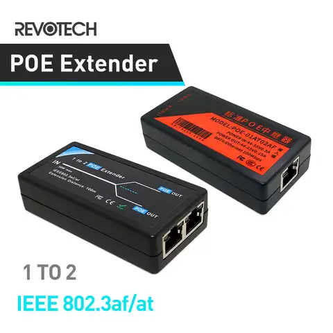 2-портовый удлинитель POE 10/100 Мбит/с со стандартным входом/выходом IEEE 802.3af для IP-камеры, удлинение 100 метров для диапазона POE