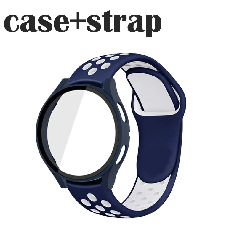 

Стекло + Корпус + ремешок для часов Samsung Galaxy watch 4 44 мм 40 мм, спортивный силиконовый чехол-бампер из поликарбоната для Galaxy Watch 5 4 44 мм, аксессуары