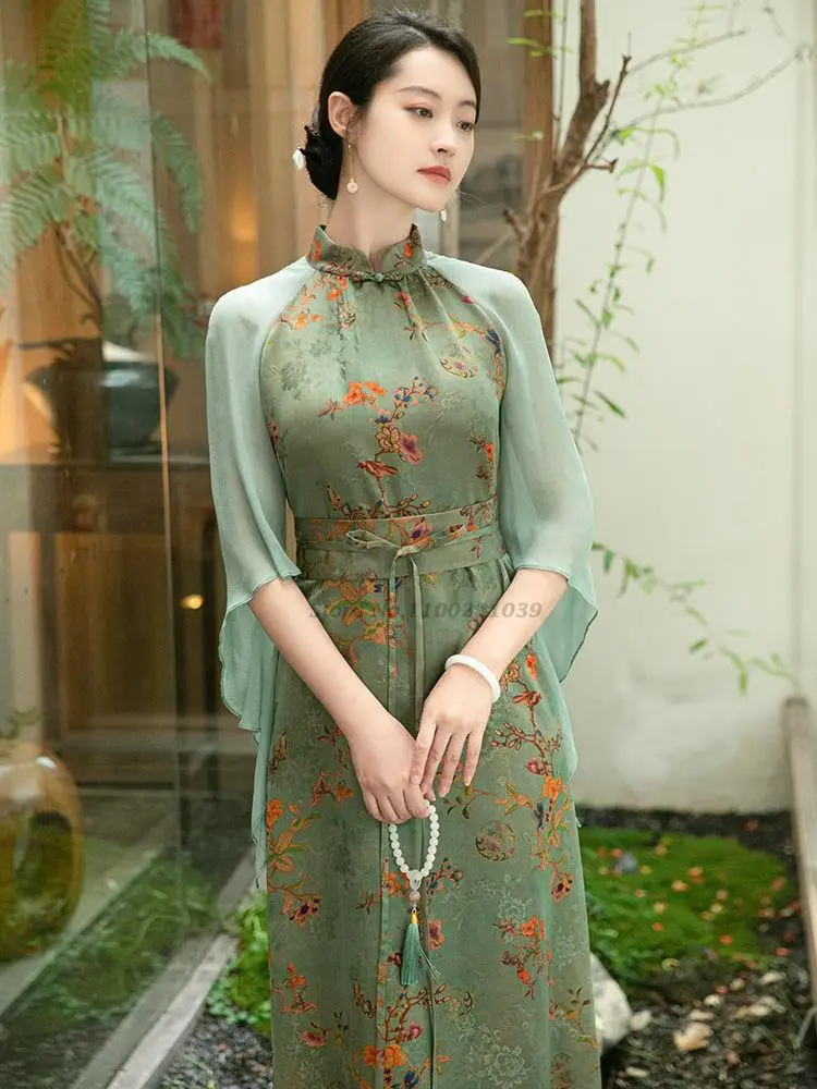 Женское шифоновое платье с цветочным принтом