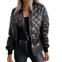 cydnee spring zipper casual diamond short jacket thick warm parka coat long sleeve cotton tops new street hipster jackets women