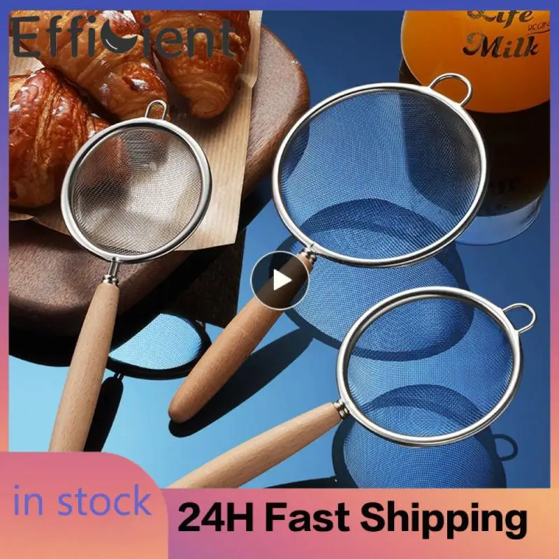 

Сетчатый фильтр из нержавеющей стали, сито, деревянная ручка, фильтр для сока и яиц, сито для фильтрации кофе и чая, для кухни, 1 ~ 10 шт.