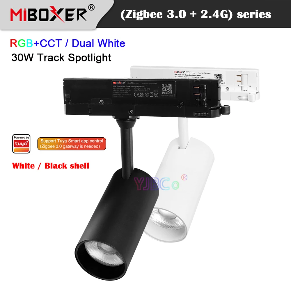 

Miboxer Tuya APP 2.4G Zigbee 3.0 30W RGBCCT LED Track Light Dual White Spotlight Rail type Ceiling RF Remote control 110V 220V