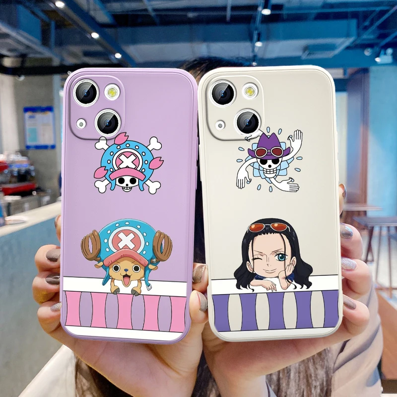 

Luffy One Piece Cute For Apple iPhone 13 12 Mini 11 XS Pro Max X XR 8 7 6 Plus SE 2020 Liquid Silicone Rope Phone Case