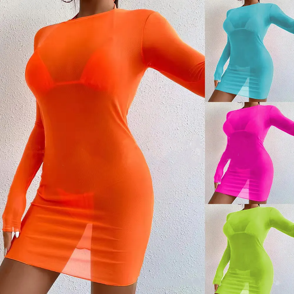 Сексуальный женский купальный костюм из 3 предметов однотонное Прозрачное