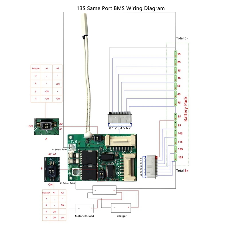 Li-Ion Battery BMS 12V-52V 30A Same Port 18650 Pack Balance Protection Board For RV Large Trucks MKBMS 8S-14S