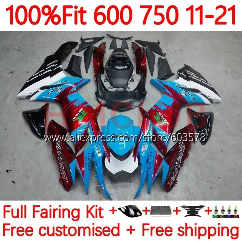 

Инъекция для SUZUKI K11 GSXR600 GSXR 600 750 CC 2011 2012 2013 14 2015 2016 GSXR750 17 18 19 20 21 обтекатель 96No.43 синий красный