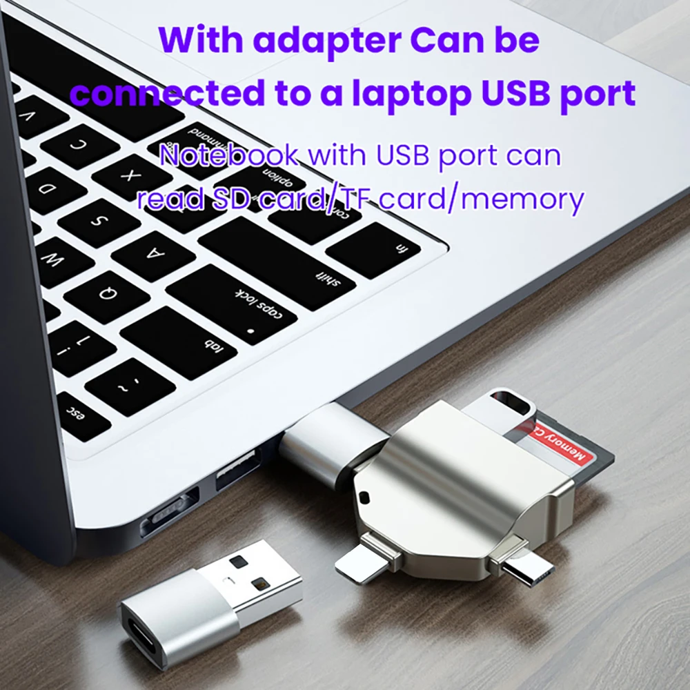 3in3 OTG Adapter for phone iOS 13 Above Micro Type-C To USB SD TF Card Readers 9in1 3in1 Converter for Samsung Huawei Notebooks