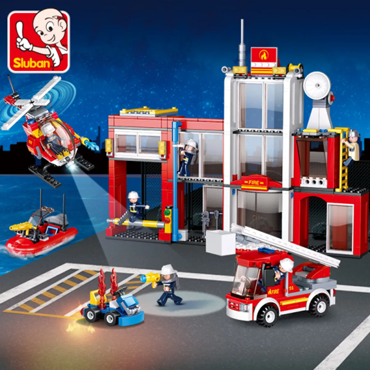 

Sluban Building Block Toys City Fire Fighter 612PCS Bricks B0631 Fire Station Compatbile With Leading Brands Construction Kits