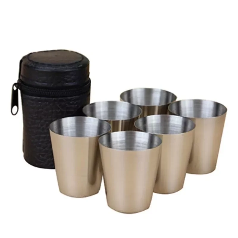 

2023New PCs Stainless Steel Cups Wine Beer Coffee Whiskey Mugs Outdoor Travel Cup Set Outdoor Travel Cup
