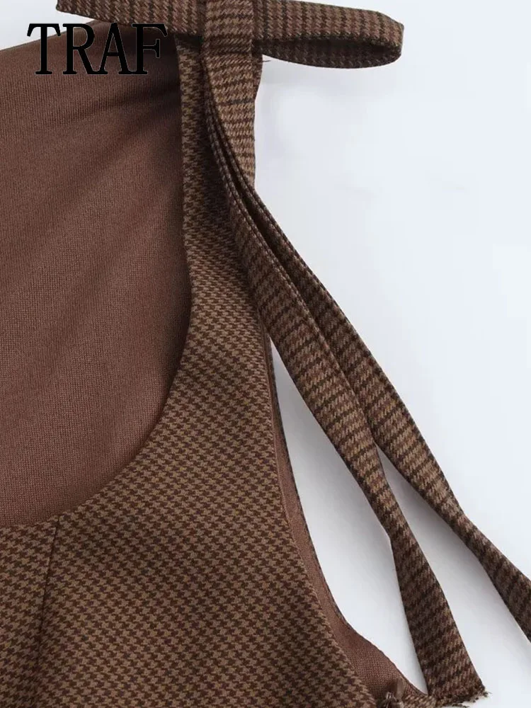 TRAF женское мини-платье без рукавов с открытой спиной в сетку для женщин