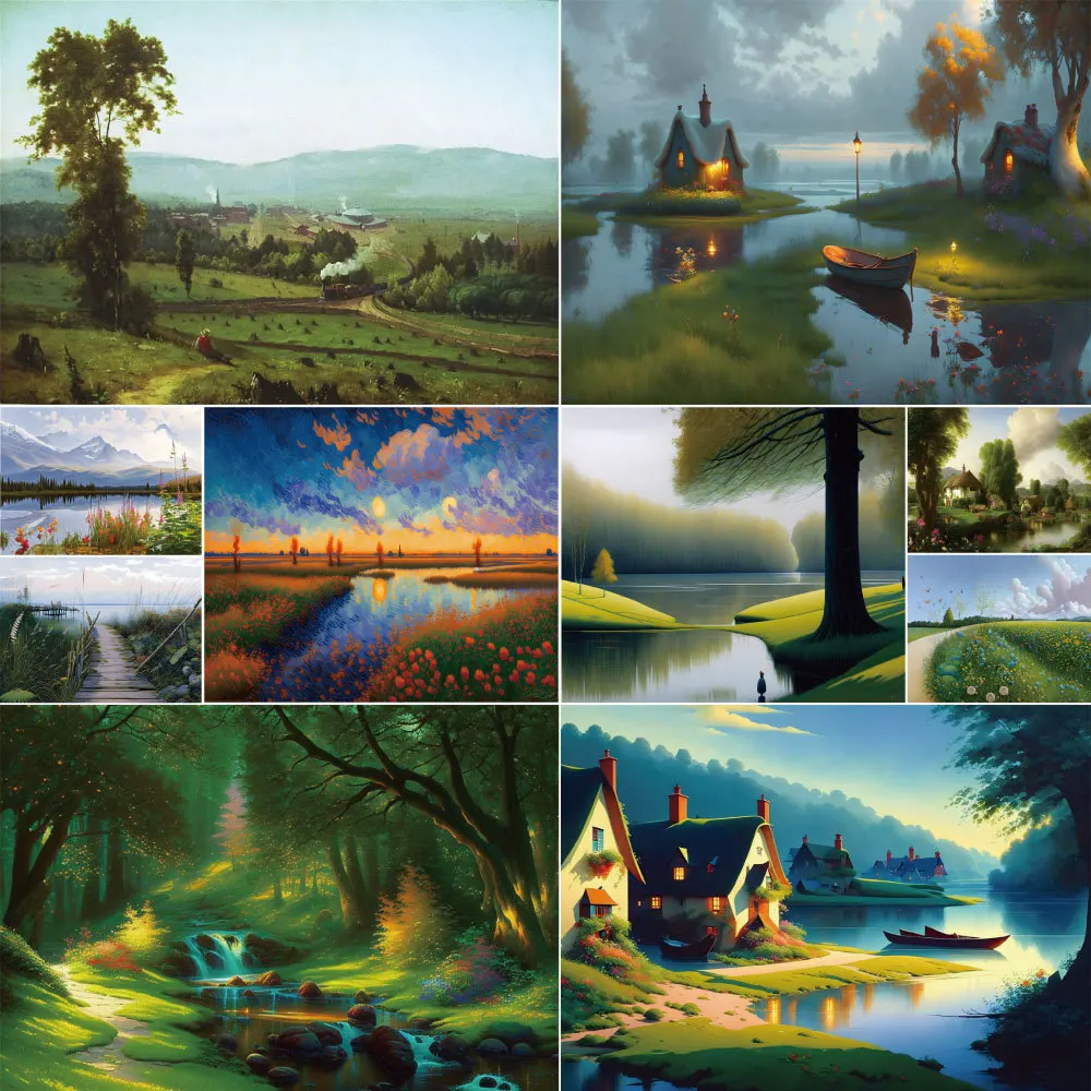 Пейзаж природные картины краски с номерами масляные набор для рукоделия