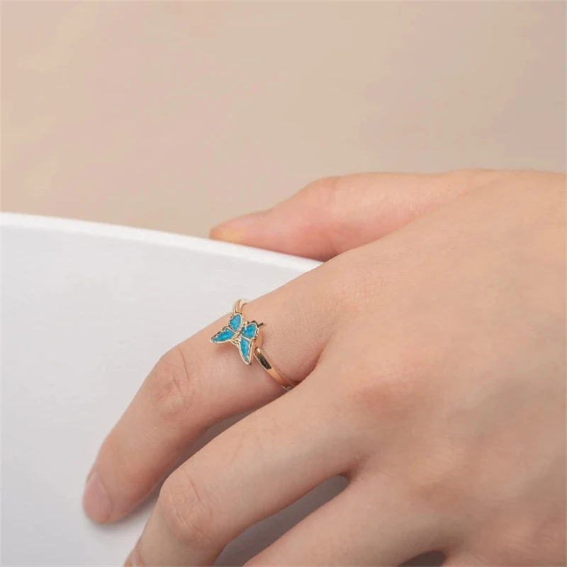 

Butterfly Rotatable Ring For Women Adjustable Minimalist Decompress Ins Luxury Jewelry 2022 Gift To Friends Anillos Mujer Bague