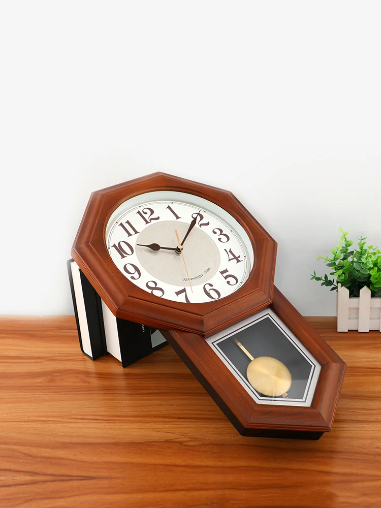 

Деревянные Большие винтажные 3d-часы с маятником, настенные часы с механизмом в китайском стиле, бесшумные часы в стиле лофт, настенные часы, ...