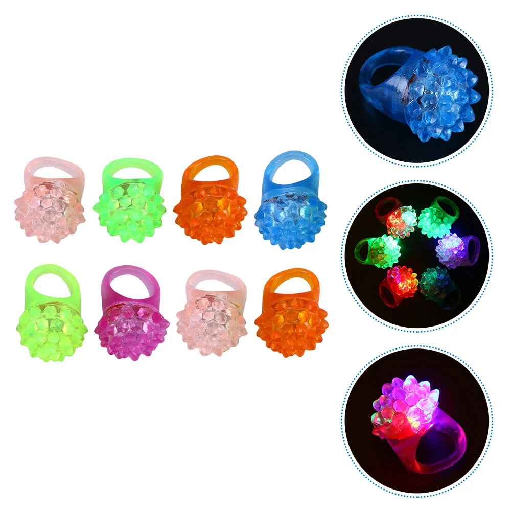 

8 PCS LED Strawberry Ring Finger Flashing Rings Kids Children Glowing Toys Bulk Party Supplies Light Favors