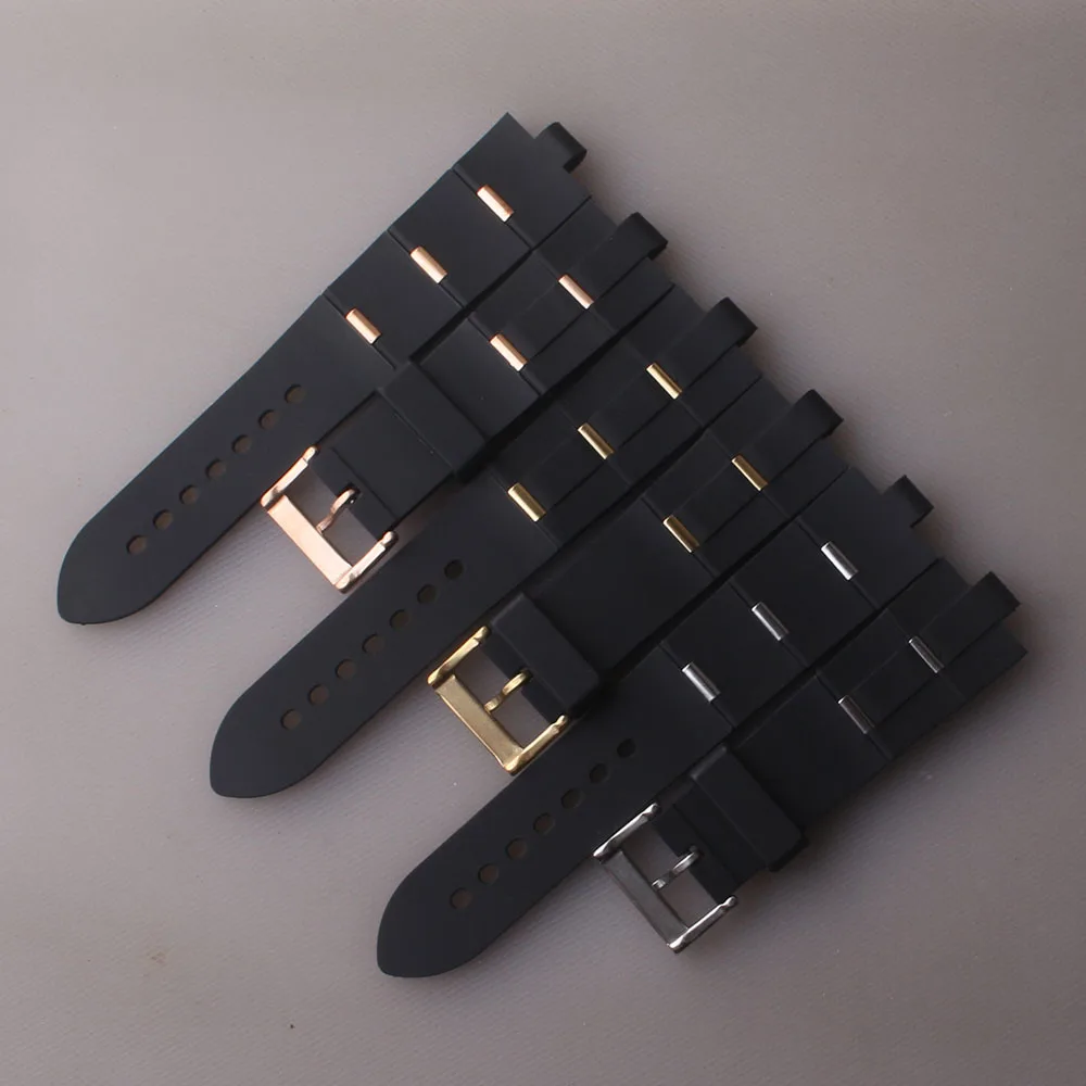 Ремешок для часов Bvlgari резиновый ремешок 22 мм 24 черный силиконовый с приподнятым