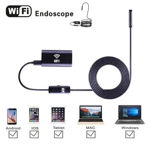 Беспроводной Эндоскоп, с камерой 8 светодиодов, WIFI, водонепроницаемый, с кабелем 8 мм, для Android и iOS