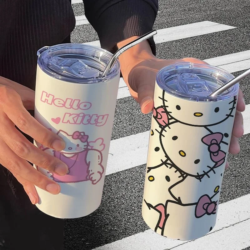 

420ML Sanrio Hello Kitty Cup Kawaii Stainless Thermos Cup Sports Water Bottle Portable Coffee Cup For Kids Girs Birthday Gift
