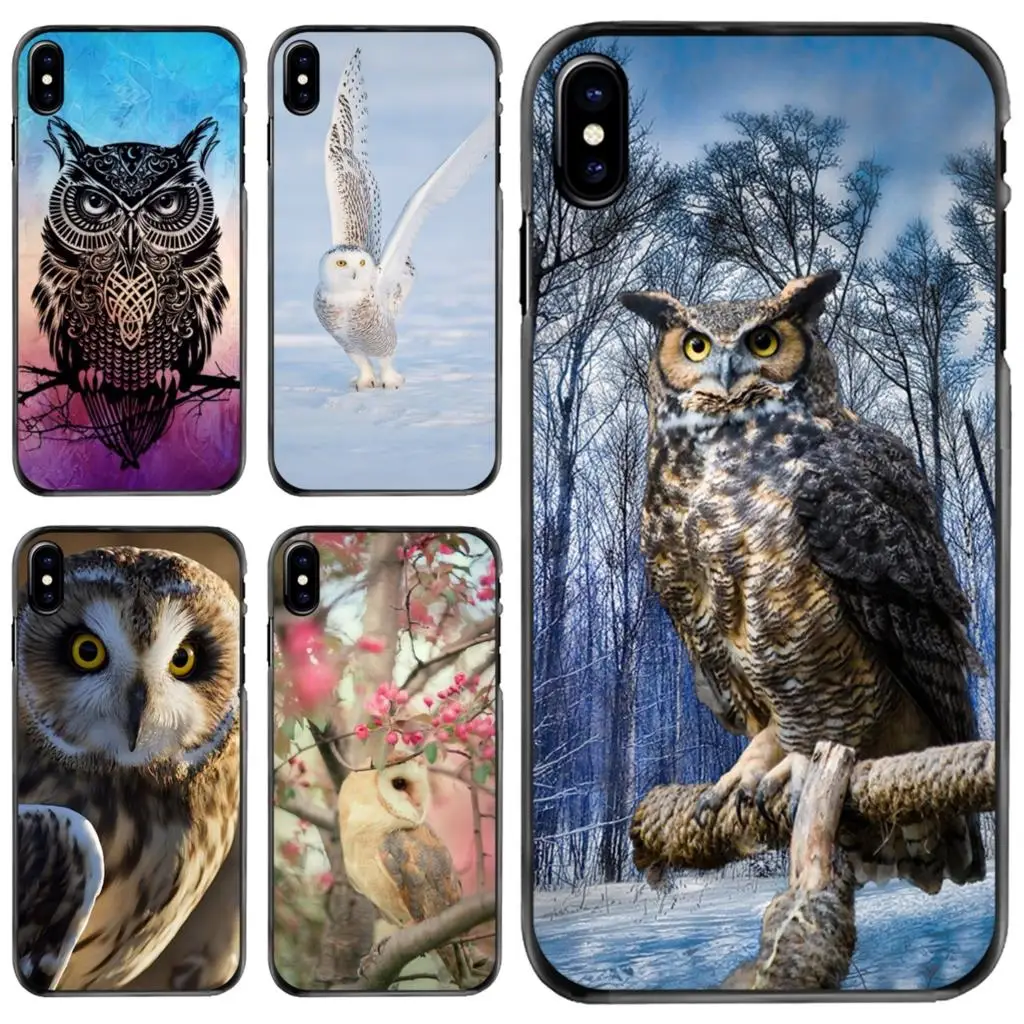 

For Apple iPhone 11 12 13 14 Pro MAX Mini 5 5S SE 6 6S 7 8 Plus 10 X XR XS Hard Phone Cover Case animals birds owl Trees