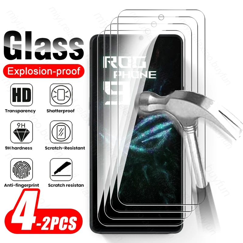 ROGPhone9Pro Glass 4-2Pcs 9H Tempered Screen Protector Cover for Asus ROGPhone 9Pro ROG Phone9 Phone 9 Pro Protect