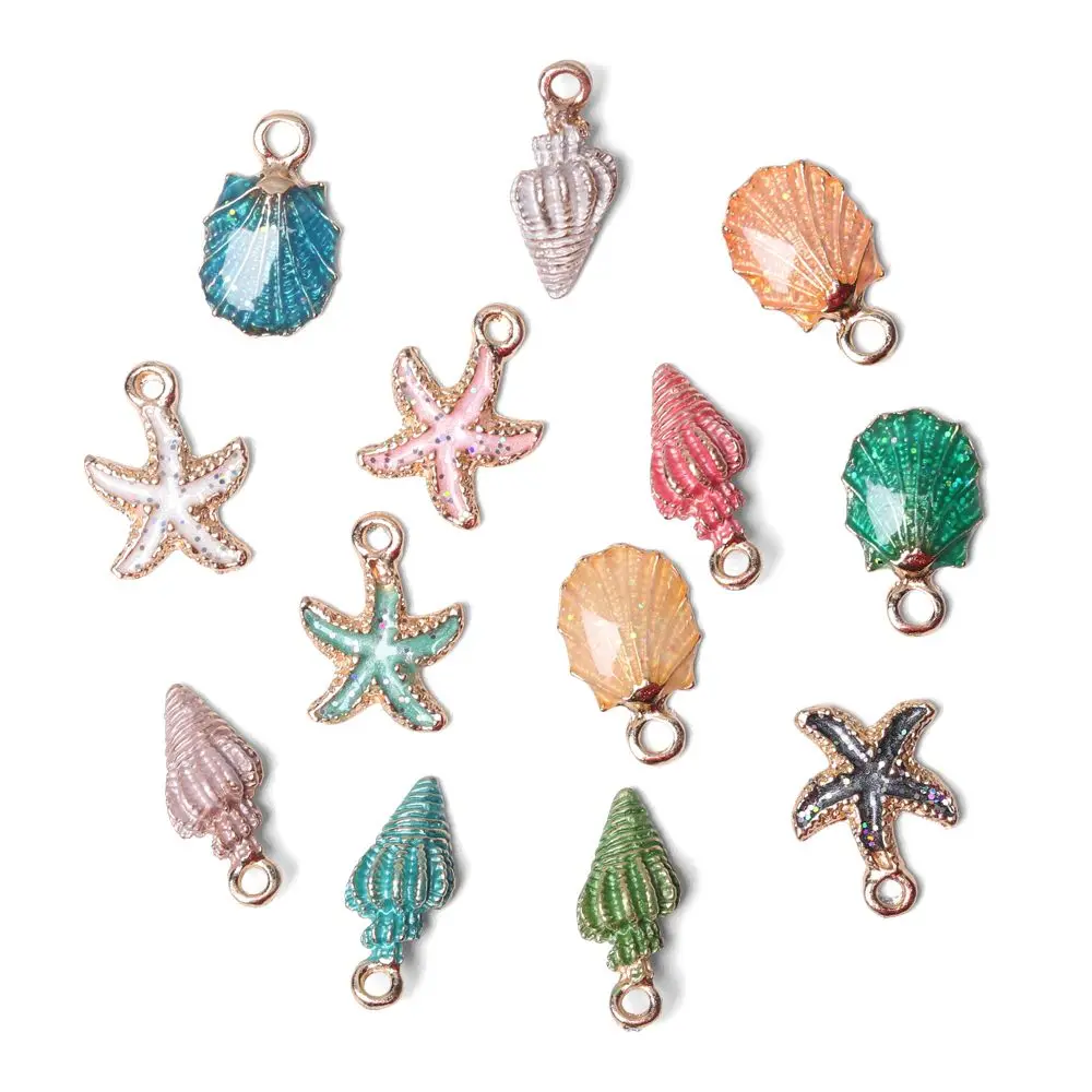 

13Pcs/Set DIY Jewelry Decoration Necklace Craft Making Ocean Pendants Conch Charms Handmade Accessories Sea Shell
