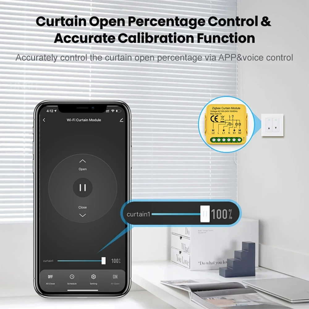 Умный модуль переключения штор Tuya Wi-Fi Zigbee для подключения роликовых жалюзи