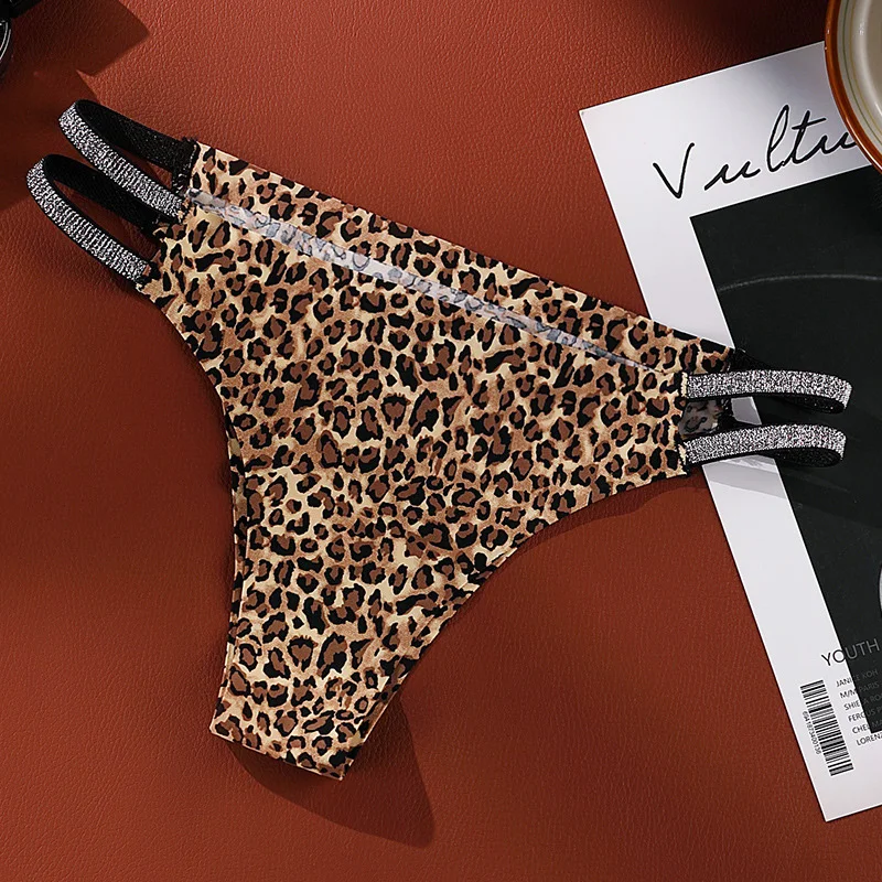 Бесшовные стринги женское нижнее белье ледяной Леопардовый принт эластичный