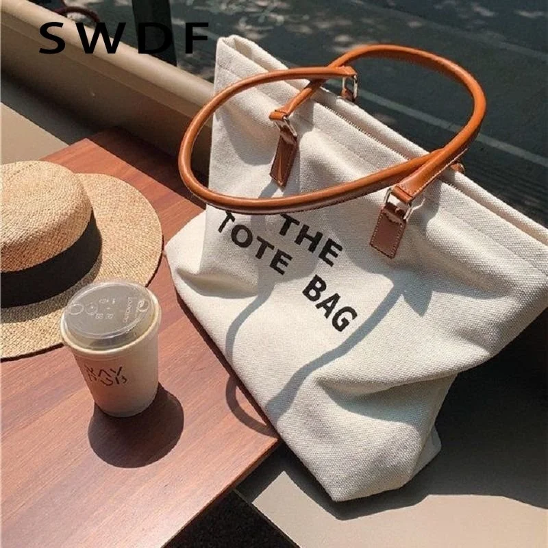 

NEW Brands Canvas Tote Women Handbag Casual Letter Shopper Bags for Women Designer Shoulder Crossbody Bag Women's Bag