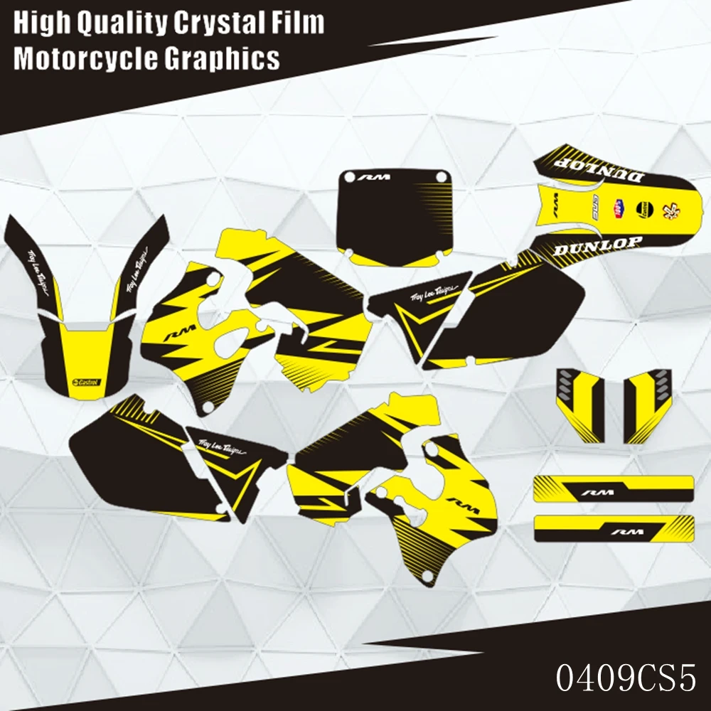 

Full Graphics Decals Stickers Motorcycle Background Custom Number Name For SUZUKI RM 125 250 RM125 RM250 1996 1997 1998