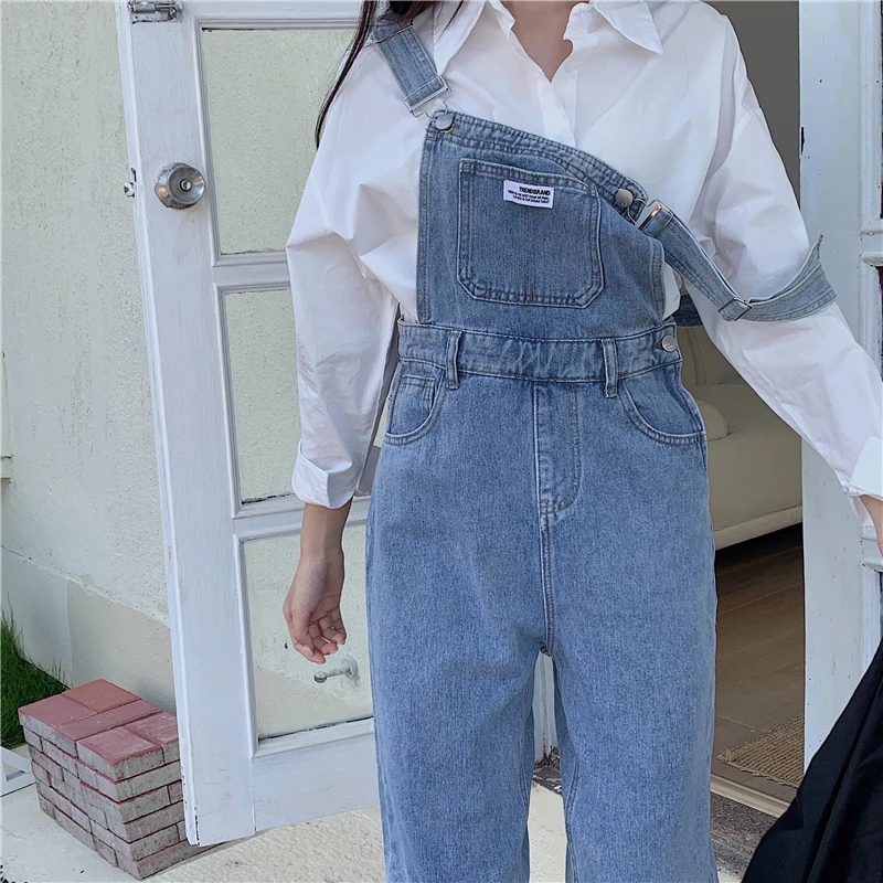 Jeans autumn and winter clothes large size fat mm fashionable design sense overalls high waist loose overalls m-5xl200 kg