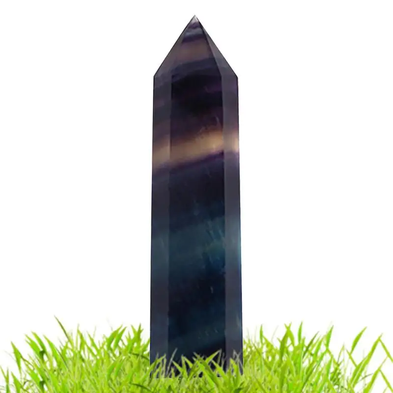 

Natural Hexagonal Crystal Quartz Fluorite Wand Stone Purple Green Gem For Home Office Decor
