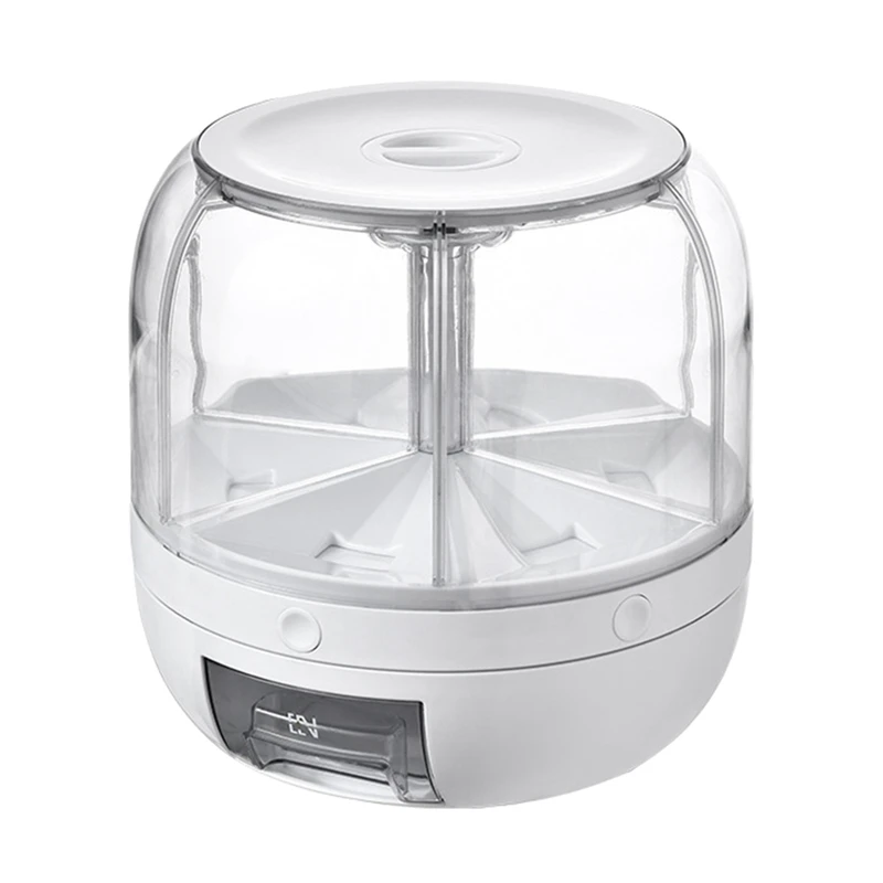 

Rice Dispenser, 6-Grid 12Lbs Rotating Rice Dispenser, Rice & Grain Storage Container,One-Click Rice Output For Grains