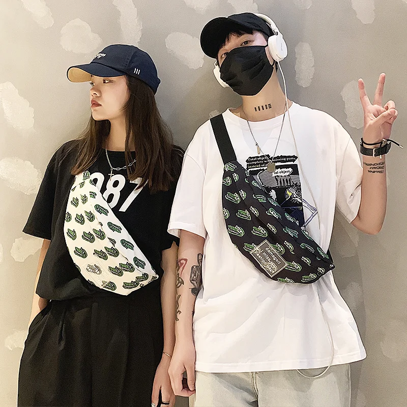 Модные холщовые нагрудные сумки с принтом трендовая брендовая дизайнерская