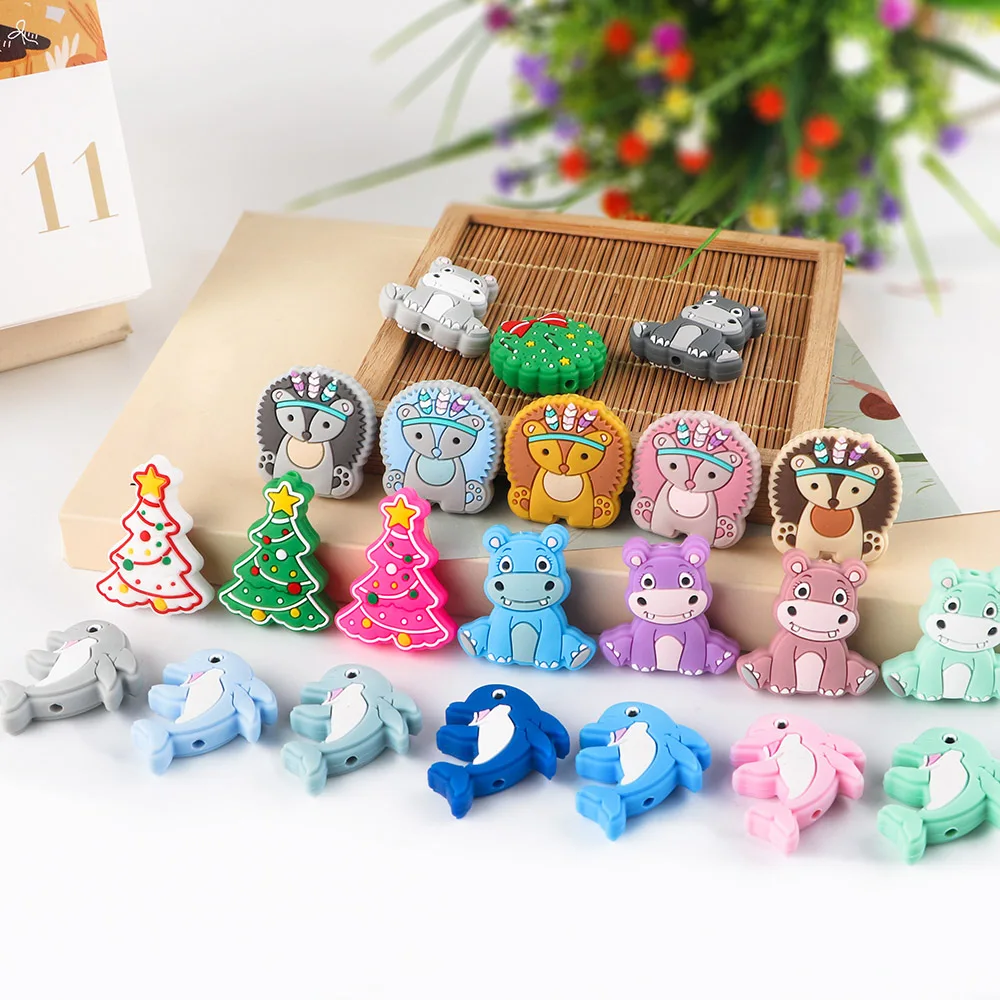 Kovict 50-200Pcs New Cartoon Dolphin Pumpkin Peach Silicone Beads DIY  Jewelry Bracelets Making Necklace Accessories